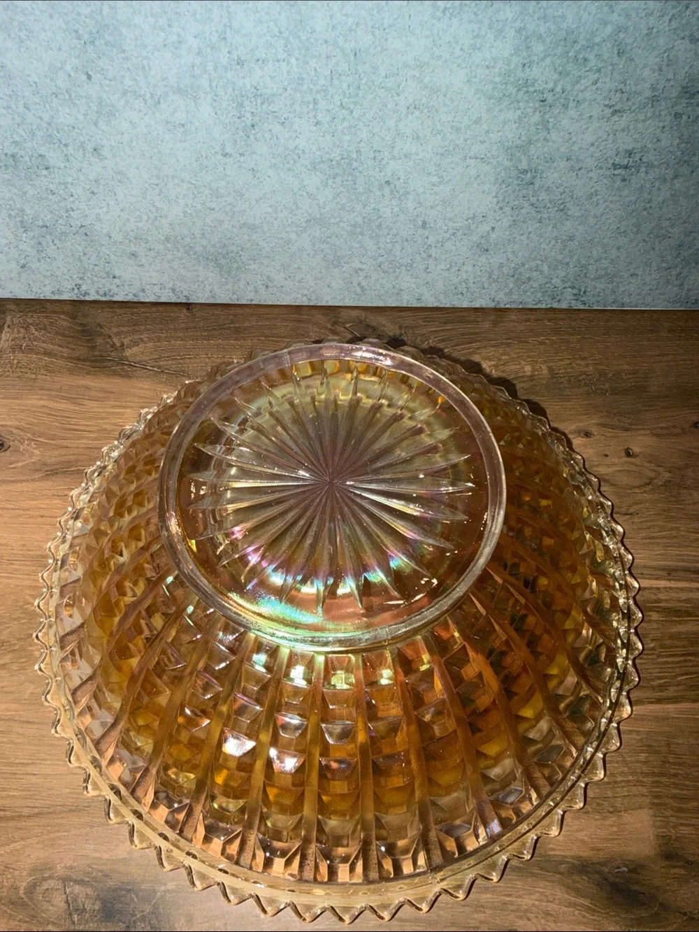 Iridescent Carnival Glass Decorative Bowl - Gold